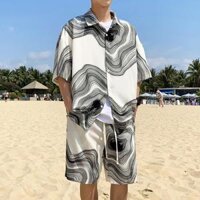 Bộ đồ nam mùa hè vải lụa họa tiết siêu hot trend 2024, set sơ mi nam cộc tay form rộng thoáng mát đi du lịc, đi chơi
