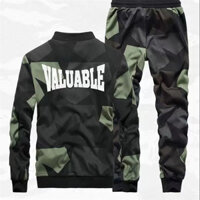 Bộ đồ nam mùa thu đông Ngụy trang Đồng phục quân đội Áo khoác cổ đứng Áo khoác thẳng Quần liền quần Bộ đồ thể thao thông thường pdd / / wtt2025.1.12