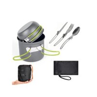 Bộ đồ nấu ăn bán chạy của Đức cho 1-2 người, bộ nồi cắm trại, chống trầy xước, chịu nhiệt độ cao, bộ nồi ngoài trời chống dính 5 món