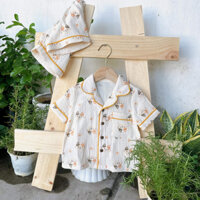 BỘ ĐỒ NGẮN, BỘ PIJAMA CHO BÉ TRAI BÉ GÁI VẢI MUSLIN CAO CẤP
