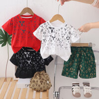 Bộ đồ ngắn tay cho bé trai Bộ đồ thể thao Quần áo mùa hè Áo thun + Quần Short Bộ 2 món Trang phục trẻ em