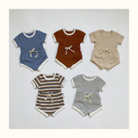 Bộ đồ ngắn tay thun tăm lạnh co giãn, mềm, thoáng mát cho bé từ 5kg_ 17kg