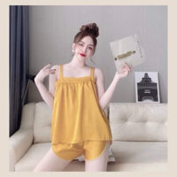 bộ đồ ngủ 2 dây  bản to nhẹ nhàng đơn giản chất liệu lụa latin mềm mịn mát (40-60 kg)