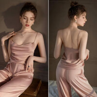 Bộ Đồ Ngủ 2 Dây Cổ Đổ Chất Satin Thương Hiệu Lavia  L87