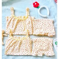 Bộ đồ ngủ 2 dây Hàn Quốc vải thoáng mát, họa tiết Cherry siêu đáng yêu (ảnh thật tự chụp)