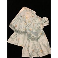 Bộ đồ ngủ bằng lụa băng Hello Kitty dành cho nữ Bộ đồ mặc nhà phong cách mới