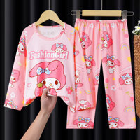 Bộ Đồ Ngủ Bé Gái Hoạt Hình Dài Tay Loungewear