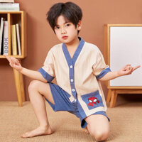 Bộ Đồ Ngủ Bé Trai Tay Ngắn Trẻ Em Homewear Cotton Hoạt Hình Bộ Đồ Ngủ Cho Bé Kimono Mỏng Phù Hợp Với MXYC