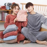 Bộ Đồ Ngủ Cặp Đôi Mùa Thu Đông Plus Nhung Dày Nỉ San Hô Bộ Đồ Ngủ Nam Nữ Mùa Đông Ấm