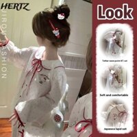 Bộ đồ ngủ chấm bi Hello Kitty dễ thương dành cho nữ