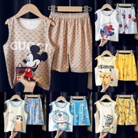 Bộ Đồ Ngủ Cho Bé Trai Gồm Áo Ba Lỗ In Hình Người Nhện Doraemon Pikachu Quần Ngắn Thoải Mái Và Dễ Thương Pijama Cho Bé Trai