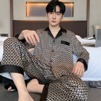 Bộ Đồ Ngủ Cho Nam Xuân Thu Phong Cách Mỏng Lụa Băng Dài Tay Quần Áo Gia Đình