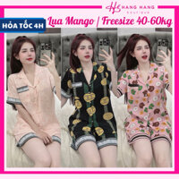Bộ đồ ngủ cỡ nhỏ 40-60kg, đồ bộ nữ pijama đùi ngắn tay lụa mango mịn mát, đồ ngủ lụa mặc nhà cute dễ thương sang chảnh