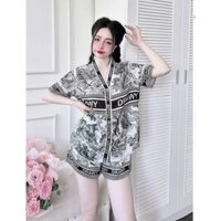 Bộ đồ ngủ cộc đùi chất lụa đẹp cổ chữ V - Bộ pijama thoáng mát mùa hè