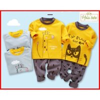 Bộ đồ ngủ cotton in hình dễ thương cho bé từ 7 - 14kg - HT111