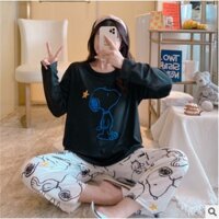 Bộ đồ ngủ dài tay họa tiết dễ thương mẫu mới  2021