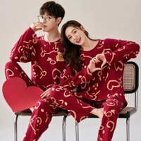 Bộ Đồ ngủ đôi dài tay màu đỏ