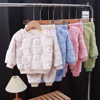 Bộ đồ ngủ Flannel mùa thu đông cho trẻ em Quần lót giữ nhiệt cho bé trai bé gái