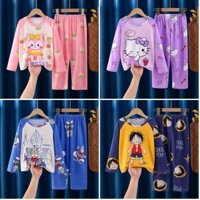 Bộ đồ ngủ giảm giá số lượng lớn Bộ nhân vật theo chủ đề dài tay dành cho thanh thiếu niên phong cách Nhật Bản Bộ nhân vật cổ tròn một mảnh cho bé trai hoặc bé gái