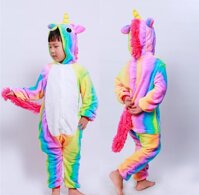 Bộ đồ ngủ hình thú kỳ lân bảy sắc 1949 liền thân lông mịn Pijama Động Vật Hoạt Hình cho trẻ em người lớn Cosplay - 130