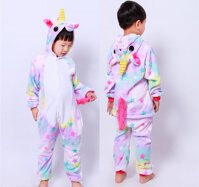 Bộ đồ ngủ hình thú kỳ lân sao bảy sắc 1947 liền thân lông mịn Pijama Động Vật Hoạt Hình cho trẻ em người lớn Cosplay - 140