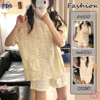 Bộ đồ ngủ hoa ren FDS quần short ngắn tay nữ mùa hè cổ tròn Bộ Đồ Mặc Nhà Đẹp
