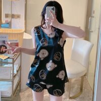 Bộ đồ ngủ không tay áo ba lỗ nữ đồ mặc nhà nữ đơn giản thoải mái mặc bên ngoài