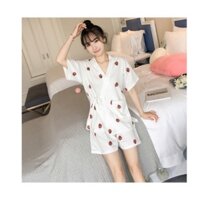 Bộ đồ ngủ kimono hoạ tiết siêu mát kèm theo băng đô/che mắt ngủ 🥰