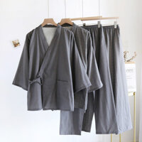 Bộ Đồ Ngủ Kimono Nhật Bản Xuân Thu Hè Mỏng Nam Cotton Nguyên Chất Gạc Hanfu Rời Kích Thước Lớn Loungewear Phù Hợp Với