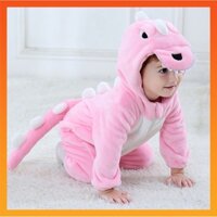 Bộ Đồ Ngủ Liền Thân Hóa Trang Khủng Long Hoạt Hình Màu Hồng Dành Cho Bé Trai Gái