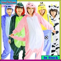 Bộ Đồ Ngủ Liền Thân Tay Dài In Họa Tiết Hoạt Hình Khủng Long / Stitch Dễ Thương Cho Nữ