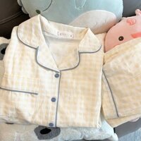 Bộ Đồ Ngủ "Lưới Điều Khiển" Cho Nữ Xuân Thu Đơn Giản Và Ngọt Ngào Mùa Thu Tay Dài Và Quần Dài Ở Nhà