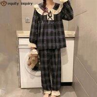 Bộ đồ ngủ lưới YÊU THÍCH YÊU THÍCH YÊU THÍCH dành cho nữ Vòng cổ búp bê thời trang Xuân / Thu