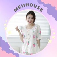 BỘ ĐỒ NGỦ MẶC NHÀ TRÁI ĐÀO CỔ TIỂU THƯ