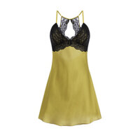 Bộ đồ ngủ màu trơn, giản dị và thoải mái, bộ đồ ngủ treo có miếng đệm ngực 2621Eos Crinkle