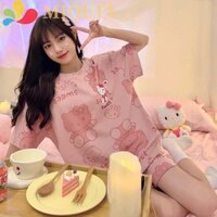 Bộ đồ ngủ MIQUEL Kitty dành cho người lớn, Quần áo nữ mèo Kitty màu hồng Quần Pyjama Kitty, Bộ đồ ngủ KT Thoải mái Y2K Bộ đồ ngủ Kitty giải trí sinh nhật