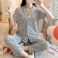 Bộ Đồ Ngủ Mùa Hè Nữ Nửa Tay Quần Cardigan Phiên Bản Hàn Quốc Ngọt Ngào Tươi Sinh Viên Homewear Ngắn Dài Phù Hợp Với Nữ Bộ Đồ Ngủ Nhà Phù Hợp Với Đồ Ngủ