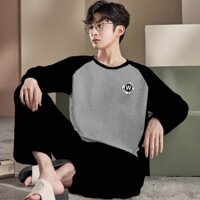 Bộ Đồ Ngủ Nam Dài Tay Quần Dài Bộ Đồ Ngủ Cổ Tròn Bộ Đồ Ngủ Mới Đồ Ngủ Mới Thường Ngày Và Tối Giản Giả Cotton