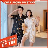 Bộ Đồ Ngủ Ngắn Tay In Họa Tiết Cho Cặp Đôi áo nữ đồ bộ pyjama pijama Đồ ngủ đôi đồ mặc nhà thu đông lụa cặp đôi