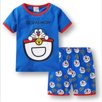 Bộ Đồ Ngủ Ngắn Tay In Hoạt Hình DORAEMON Dành Cho Bé Trai Gái 1-7 Tuổi