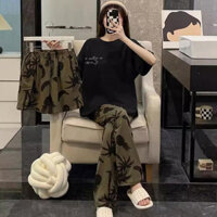 Bộ Đồ Ngủ Ngày Nữ 2024 Tay Ngắn Kích Thước Lớn Rời Mỏng Ba Mảnh Quần Loungewear Phù Hợp Với Bộ Đồ Ngủ Ngày Nữ 2024 Tay Ngắn Kích Thước Lớn Rời Mỏng Ba Mảnh Quần Loungewear Suit 2.27