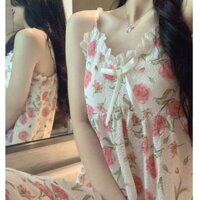 Bộ Đồ Ngủ Ngọt Ngào Nữ Mùa Hè Cao Cấp Hoa Hồng Sling Váy Ngủ Rời Bong Bóng Cotton Sinh Viên Mặc Ngoài Dịch Vụ Gia Đình Phiên Bản Chất Lượng Cao