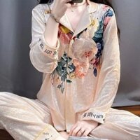 Bộ Đồ Ngủ Nhung Vàng Kim Cương Nhung Xuân Thu Đông Phong Cách Mới Phong Cách Cao Cấp Vàng Nhung Bộ Đồ Ngủ Thường Ngày Kích Thước Lớn Cardigan Loungewear