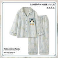 Bộ đồ ngủ nữ cỡ lớn dài tay mùa xuân thu Bộ đồ mặc nhà chim cánh cụt đáng yêu mẫu mới 2024 Wssamber