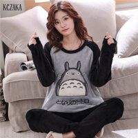 Bộ Đồ Ngủ Nữ Dài Tay Cổ Chữ V Cardigan Quần Dài Dễ Thương Loopy Homewear Bộ Hai Mảnh