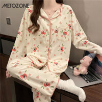 Bộ Đồ Ngủ Nữ Dài Tay Cổ Chữ V Cardigan Quần Dài Dễ Thương Loopy Homewear Bộ Hai Mảnh