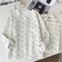 Bộ đồ ngủ nữ dễ thương đồ mặc nhà FDS dài tay mùa xuân thu mới hoạt hình dày dặn lót bông không khí