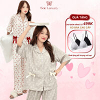 Bộ Đồ Ngủ Nữ JOLIE Áo Rộng Quần Có Túi Lụa Ý Cao Cấp