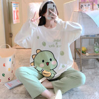 Bộ đồ ngủ nữ kt cat quần dài dáng rộng thu đông hello kitty bộ hai dây cổ tròn, đồ mặc ở nhà