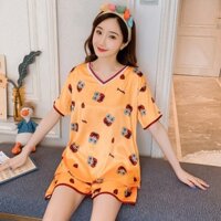 Bộ đồ ngủ nữ lụa cotton xuân thu hè hoạt hình Hàn Quốc dễ thương BK18